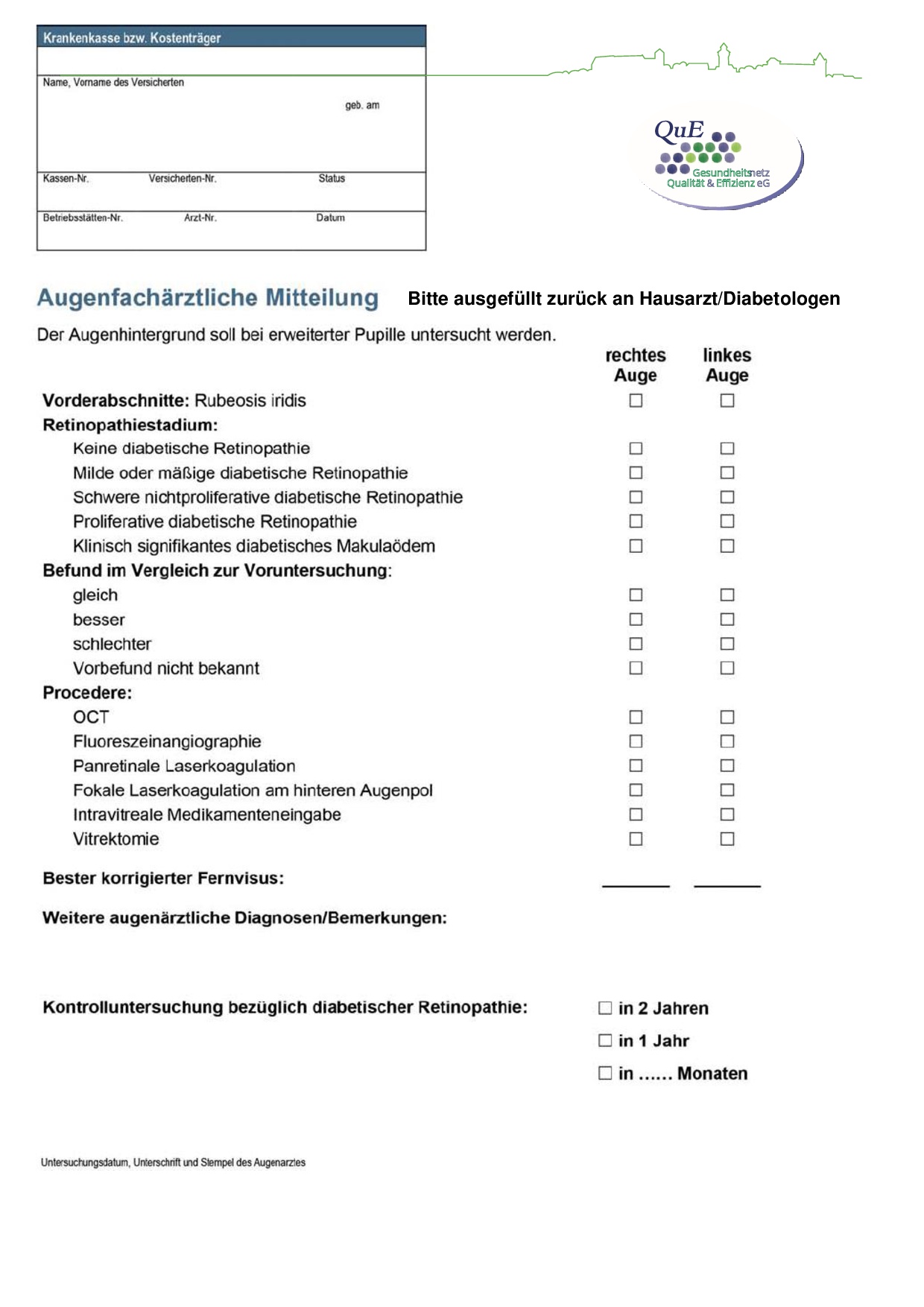 QuE-Überweisung Augenarzt