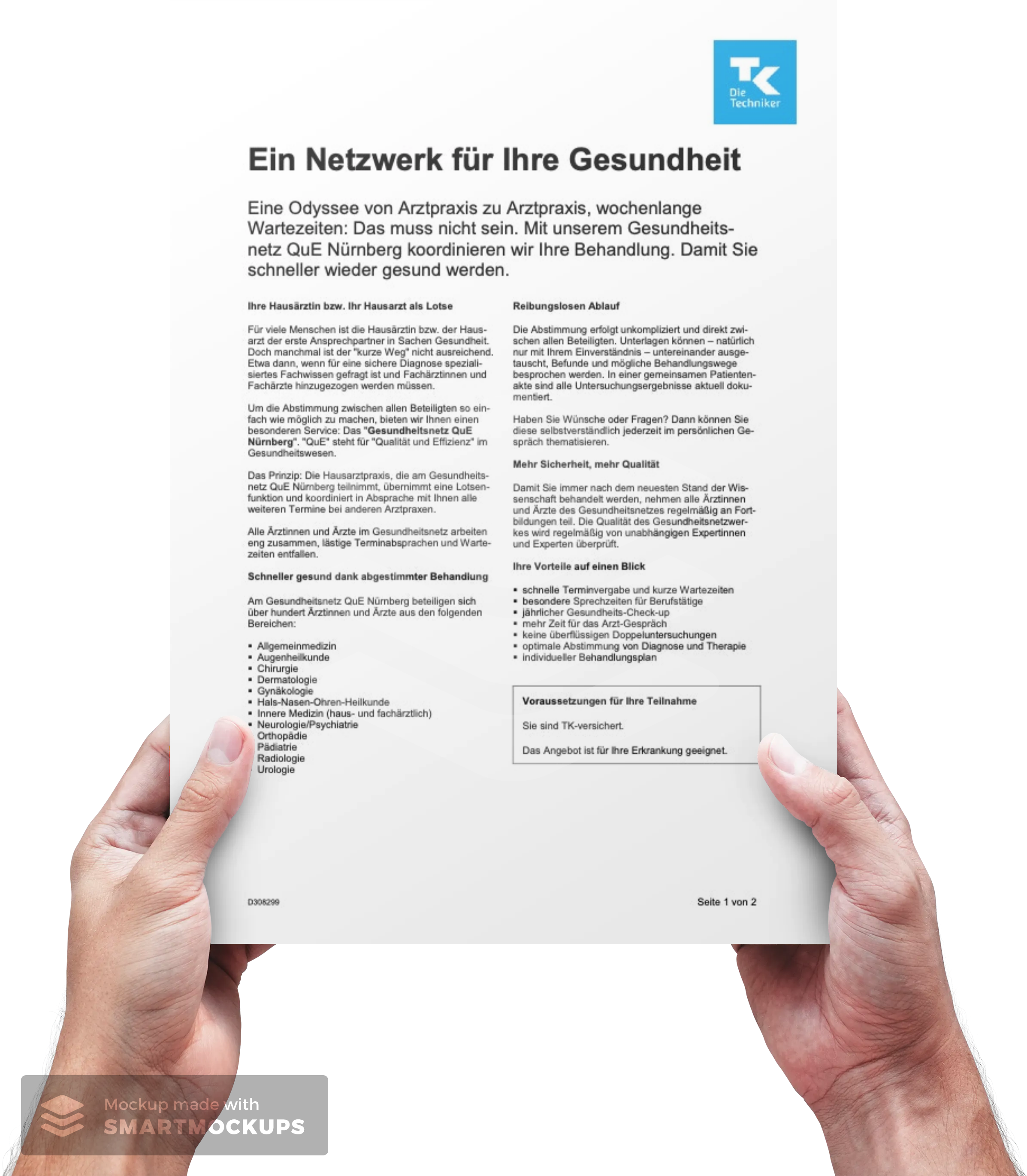 Techniker-Einschreibebelege und Patienteninfo